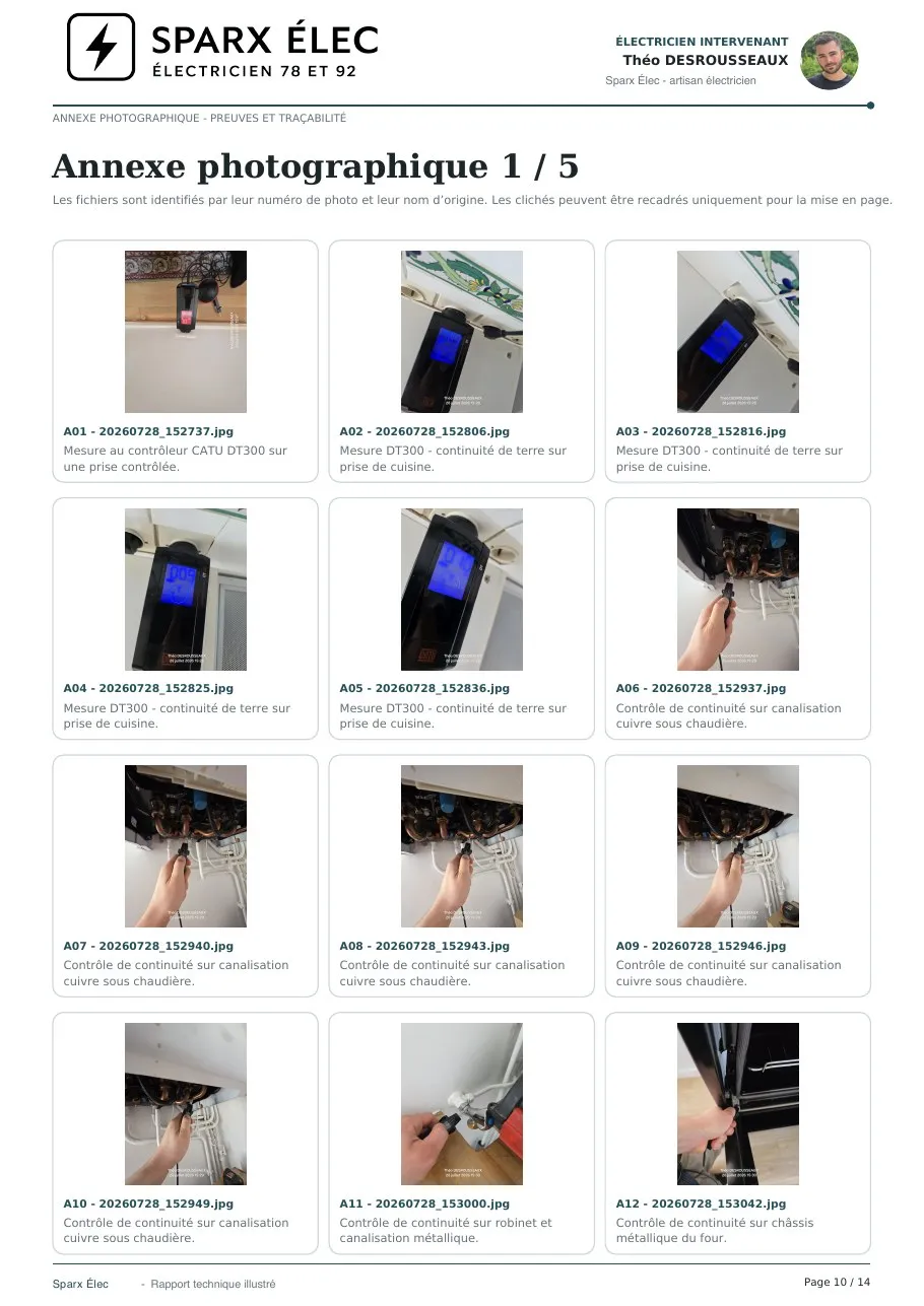 Rapport de diagnostic électrique, page 10 sur 14 : Annexe photographique 1 sur 5