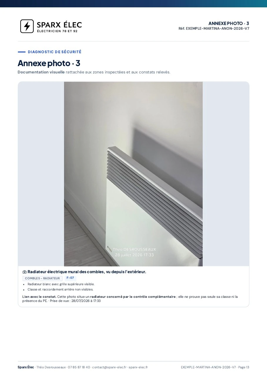 Rapport de diagnostic électrique, page 13 sur 14 : Annexe photographique 3 sur 3