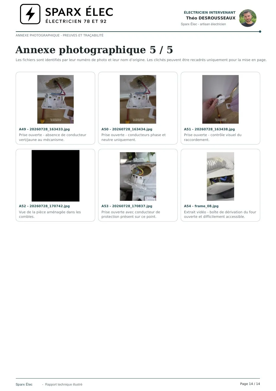 Rapport de diagnostic électrique, page 14 sur 14 : Annexe photographique 5 sur 5