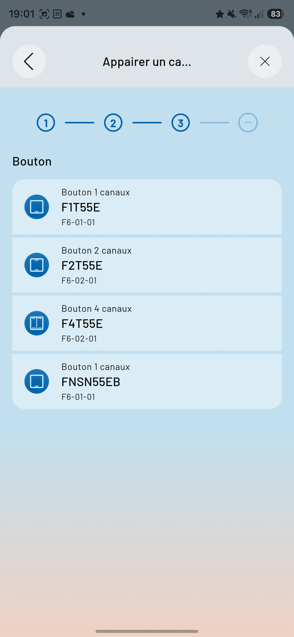 Confirmation de l’association d’un interrupteur radio EnOcean avec son identifiant dans Eltako Connect