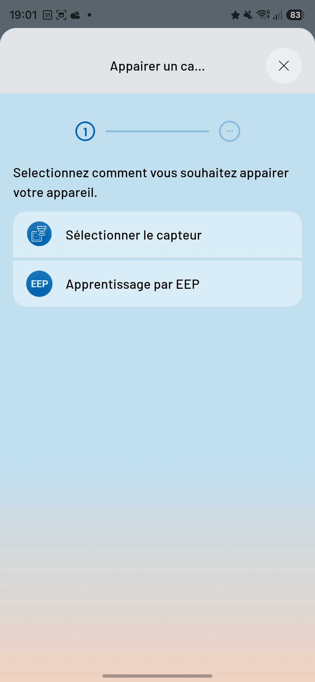 Mode d’apprentissage d’un capteur radio EnOcean dans Eltako Connect