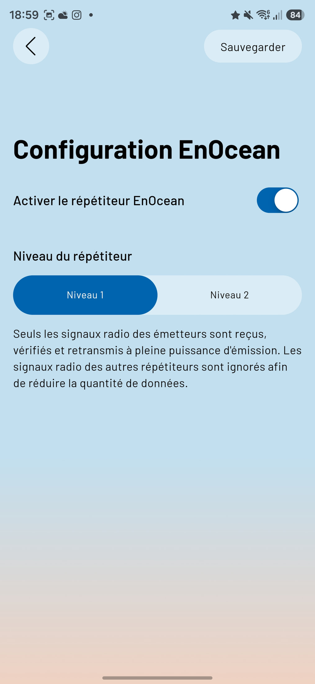 Menu Eltako Connect de paramétrage des fonctions télérupteur et minuterie