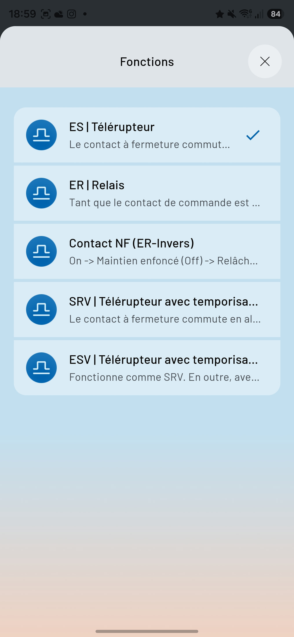 Écran Eltako Connect de sélection du protocole Matter Wi-Fi pour le micromodule ESR64NP-IPM