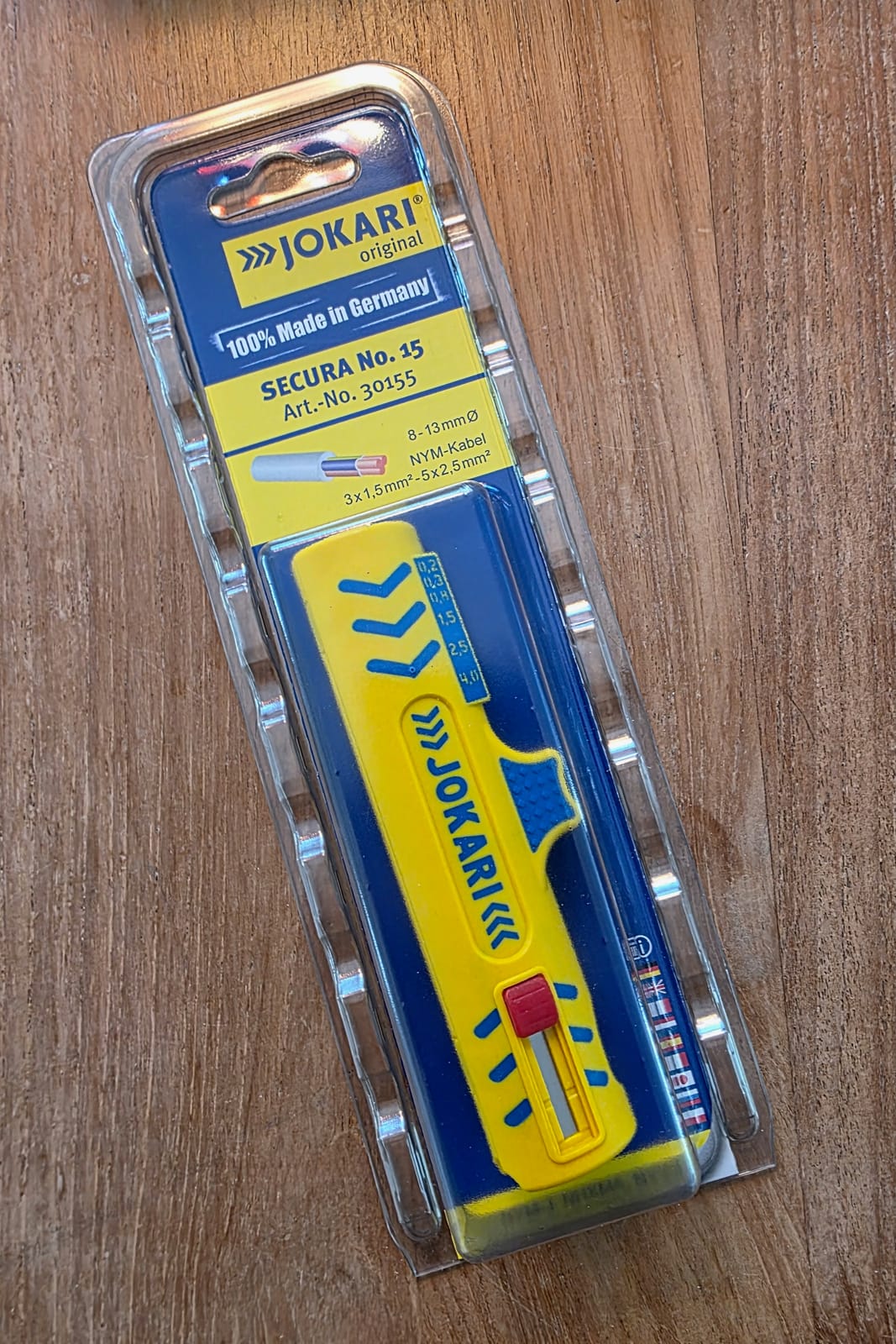 Blister du dénudeur Jokari Secura No. 15, référence 30155, made in Germany