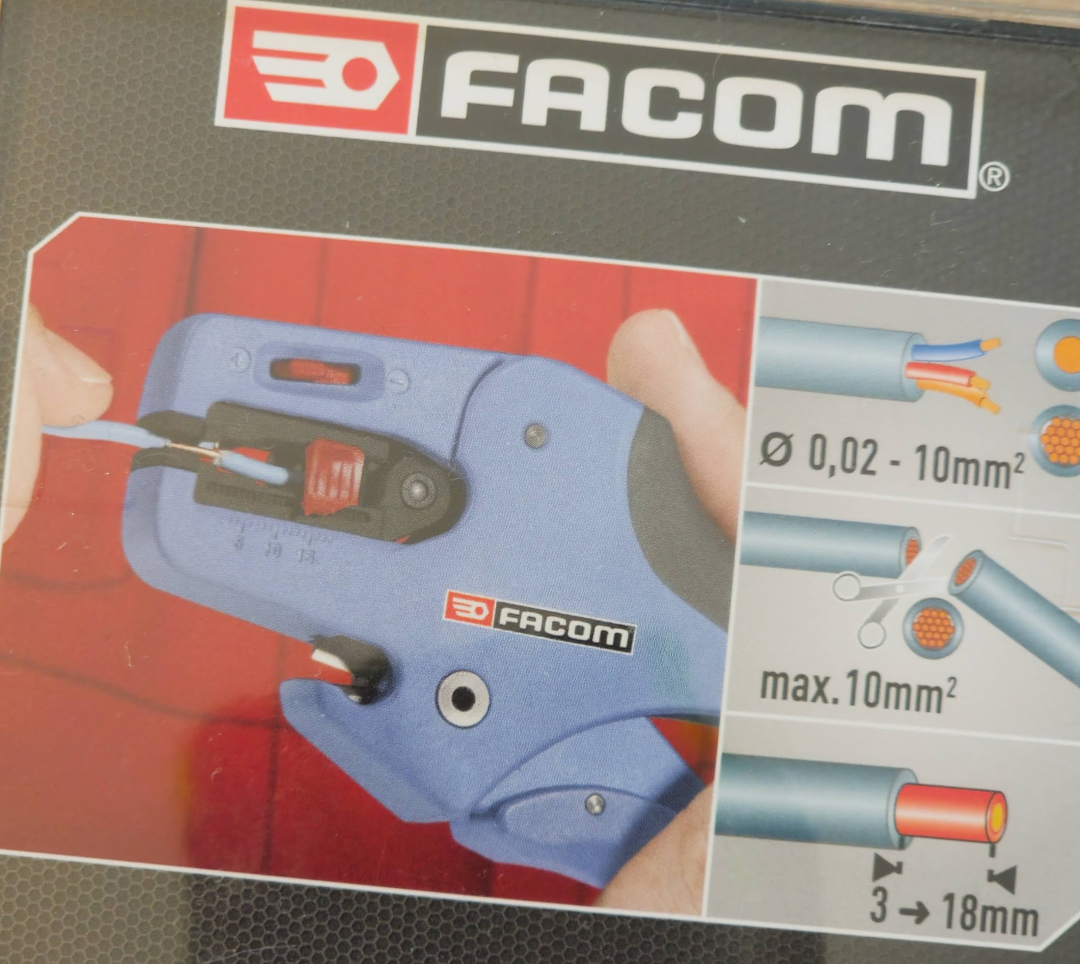 Emballage Facom Swingo 793936.F avec la plage 0,02 à 10 mm² et la longueur de dénudage 3 à 18 mm