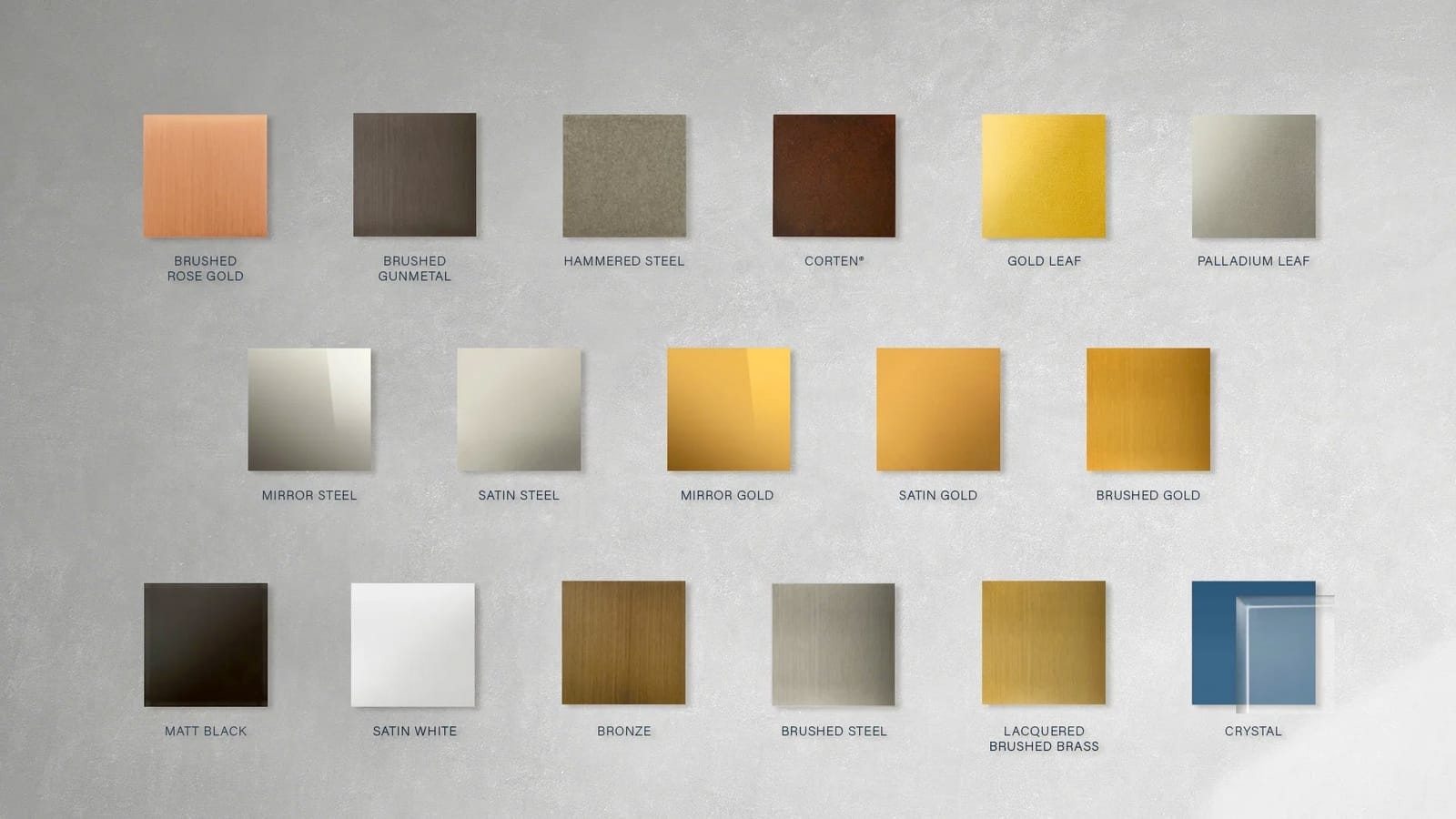 Liste des couleurs et matériaux Art d’Arnould