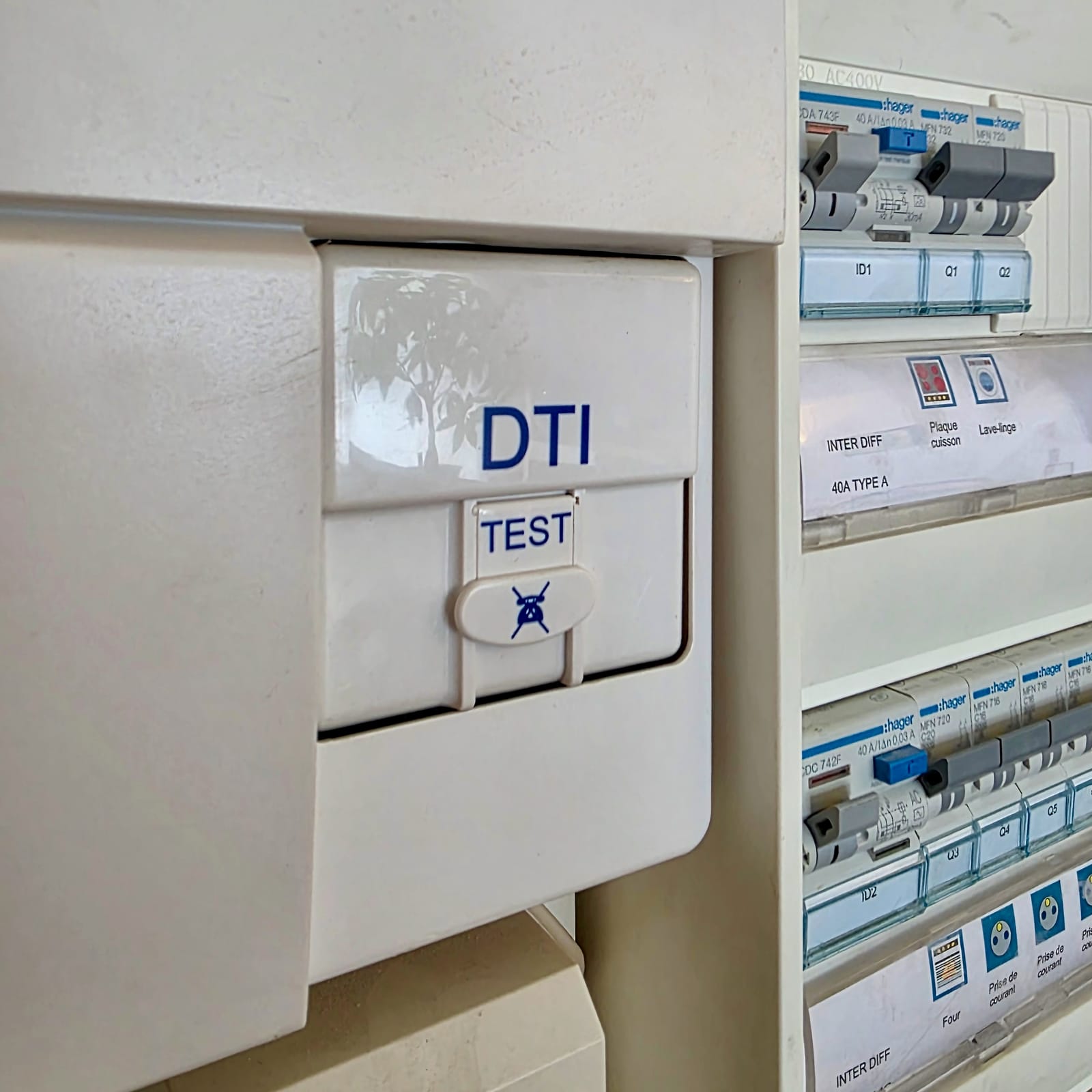 Module DTI et sonnette posés dans un immeuble neuf