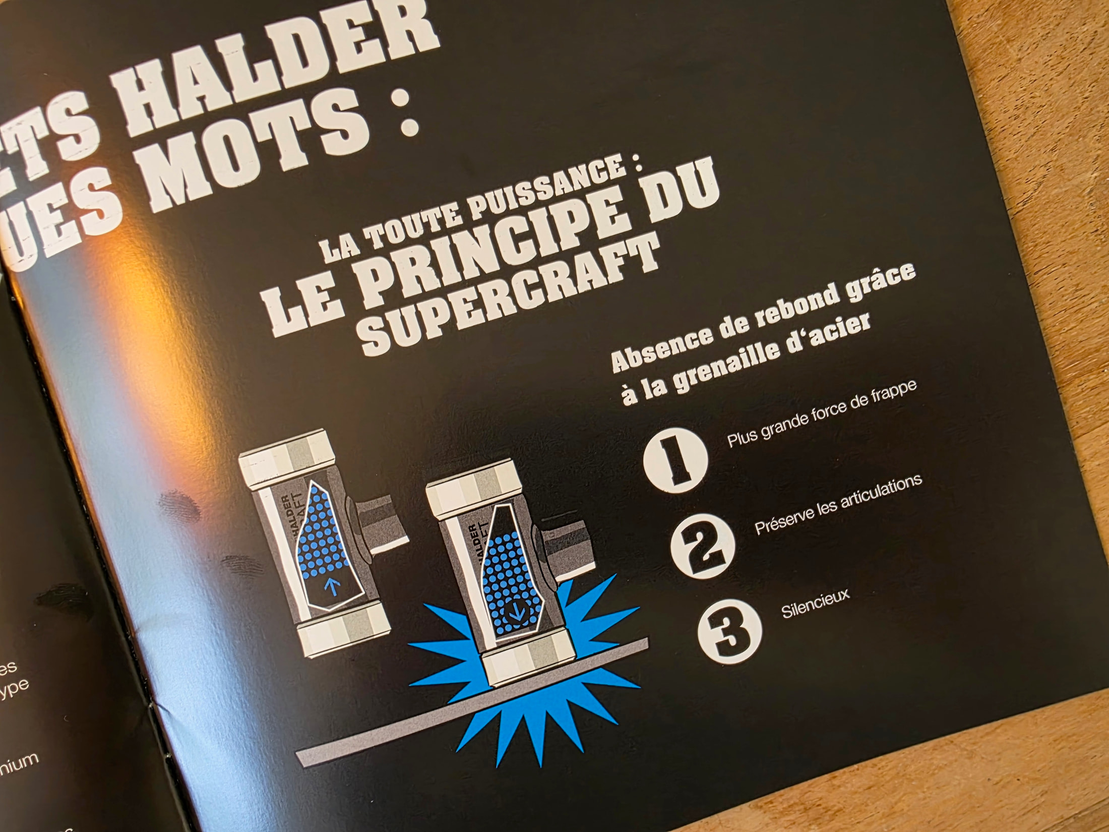 Coupe transversale d’une tête SUPERCRAFT montrant la grenaille d’acier qui supprime le rebond