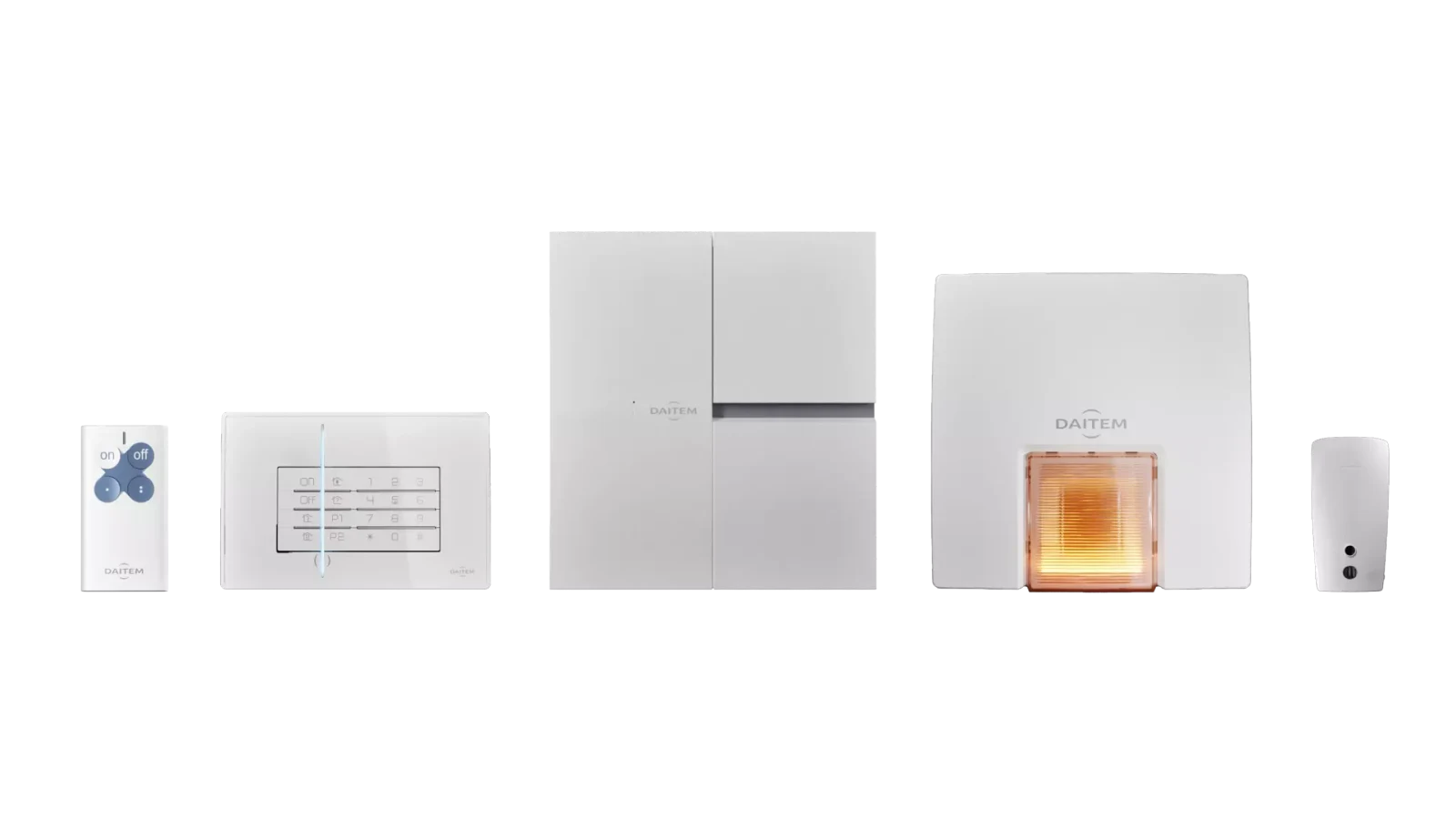 Pack Daitem e-Nova avec télécommande, clavier, centrale, sirène extérieure à flash et détecteur de mouvement