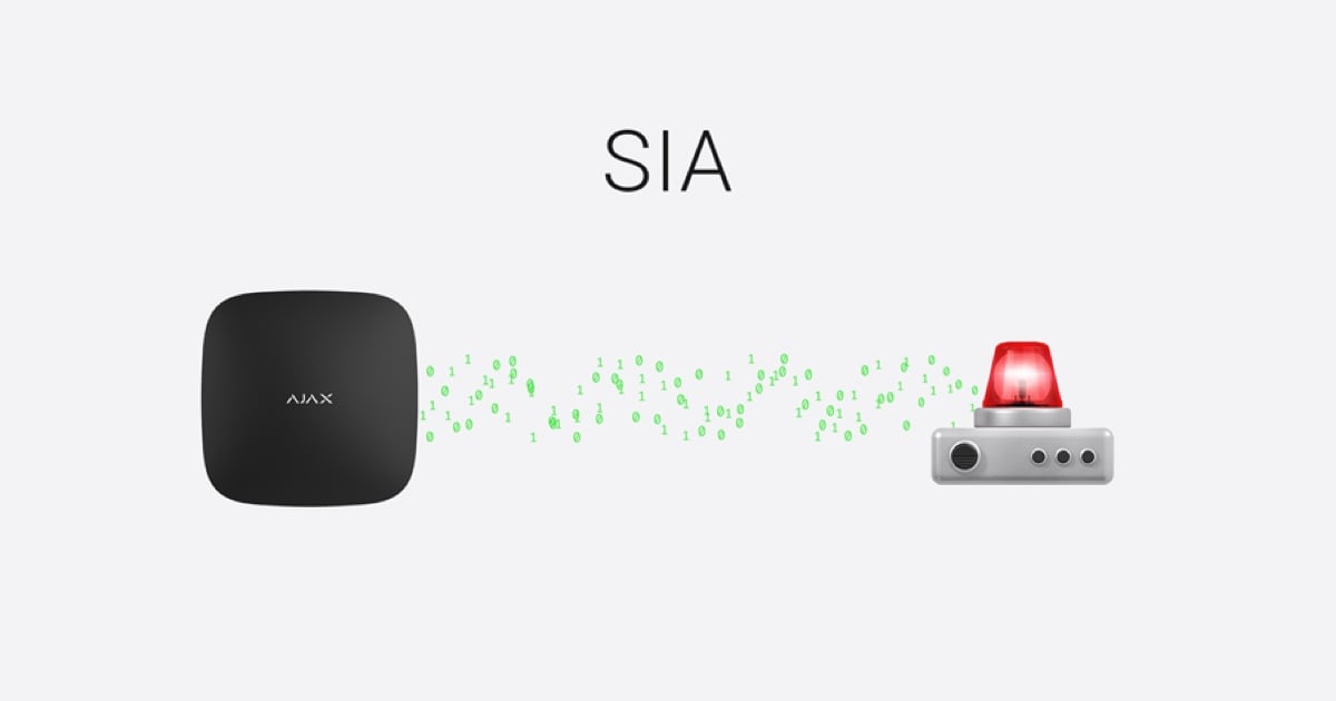 Schéma Ajax SIA DC-09 pour connexion vers une station de monitoring
