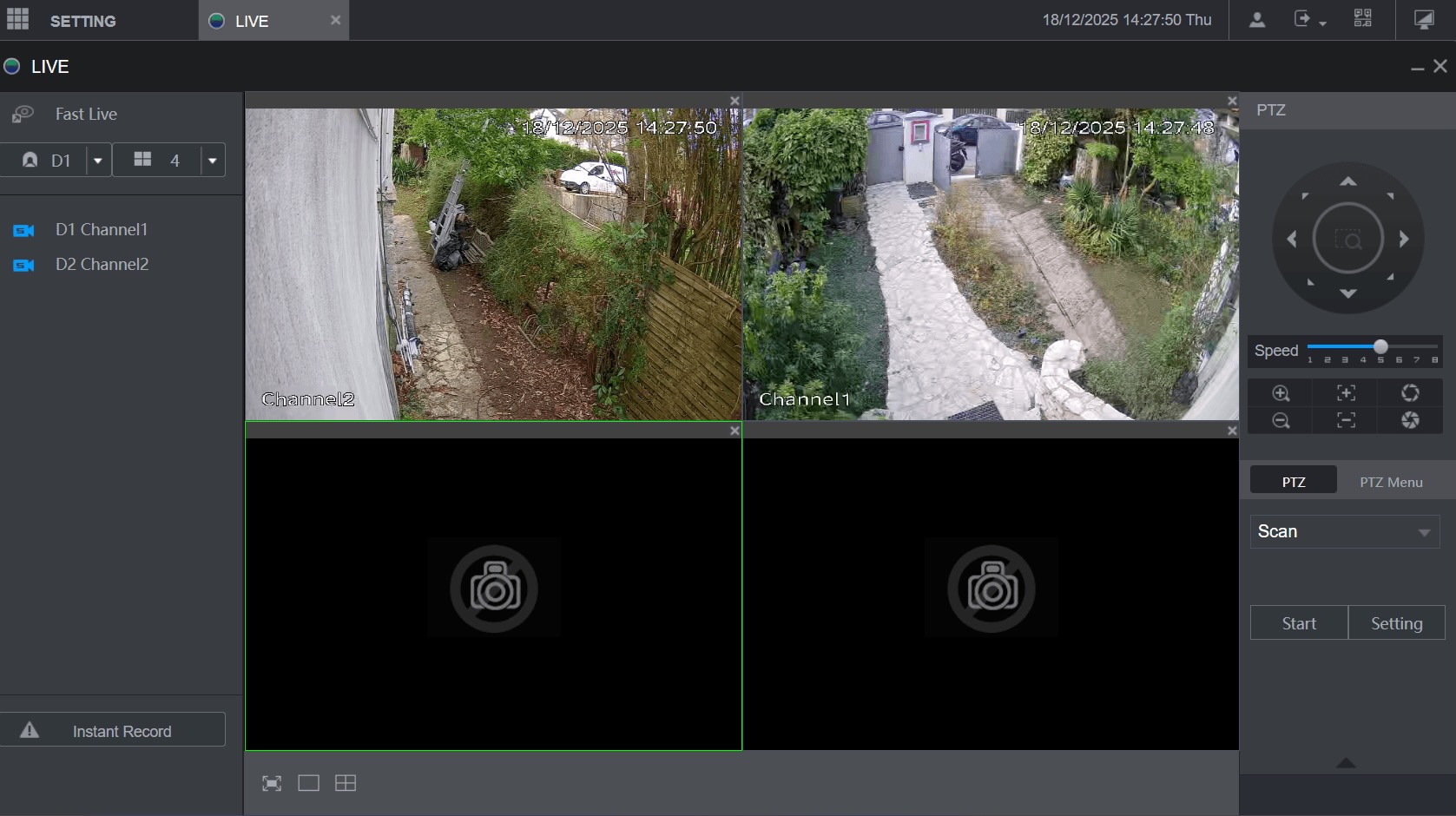 Interface de supervision des caméras Dahua