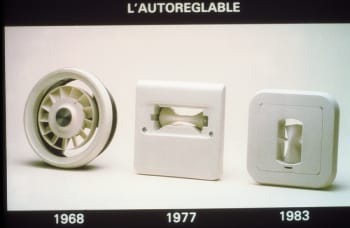 Trois générations de bouches d'extraction autoréglables Aldes, de 1968 à 1983