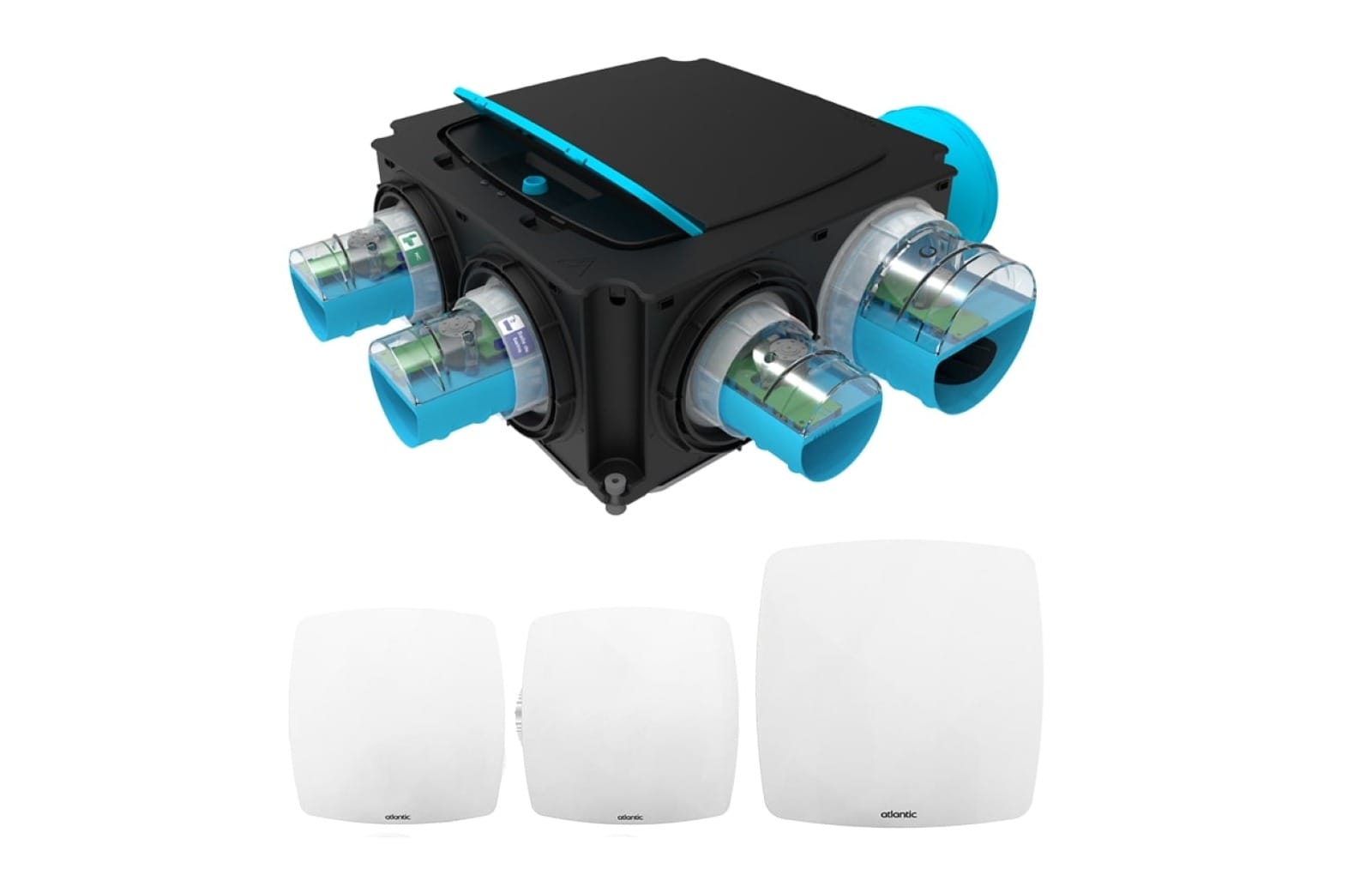 Kit Atlantic Hygrogenius FLEX avec groupe simple flux et bouches hygroréglables