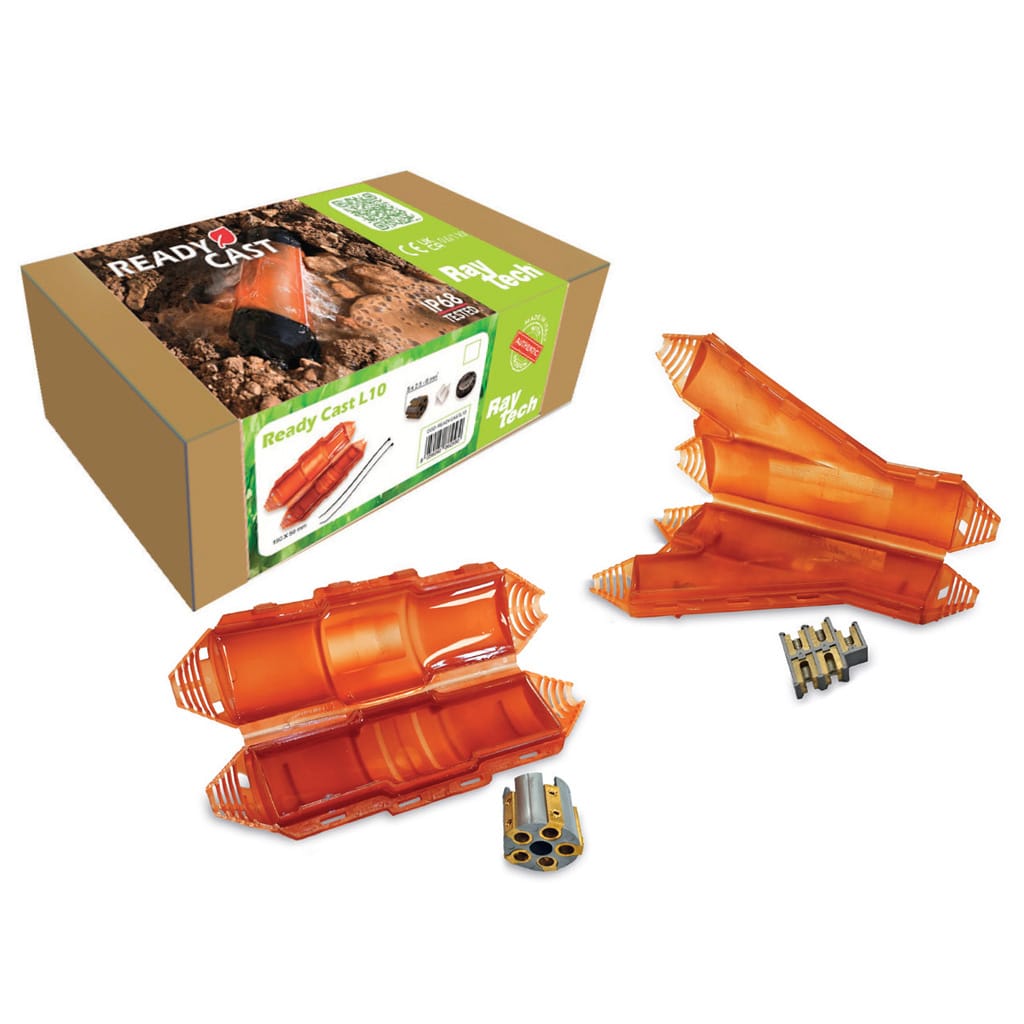 Boîte de dérivation pré-remplie Ready Cast L10 de Raytech, coques orange et bornier du kit