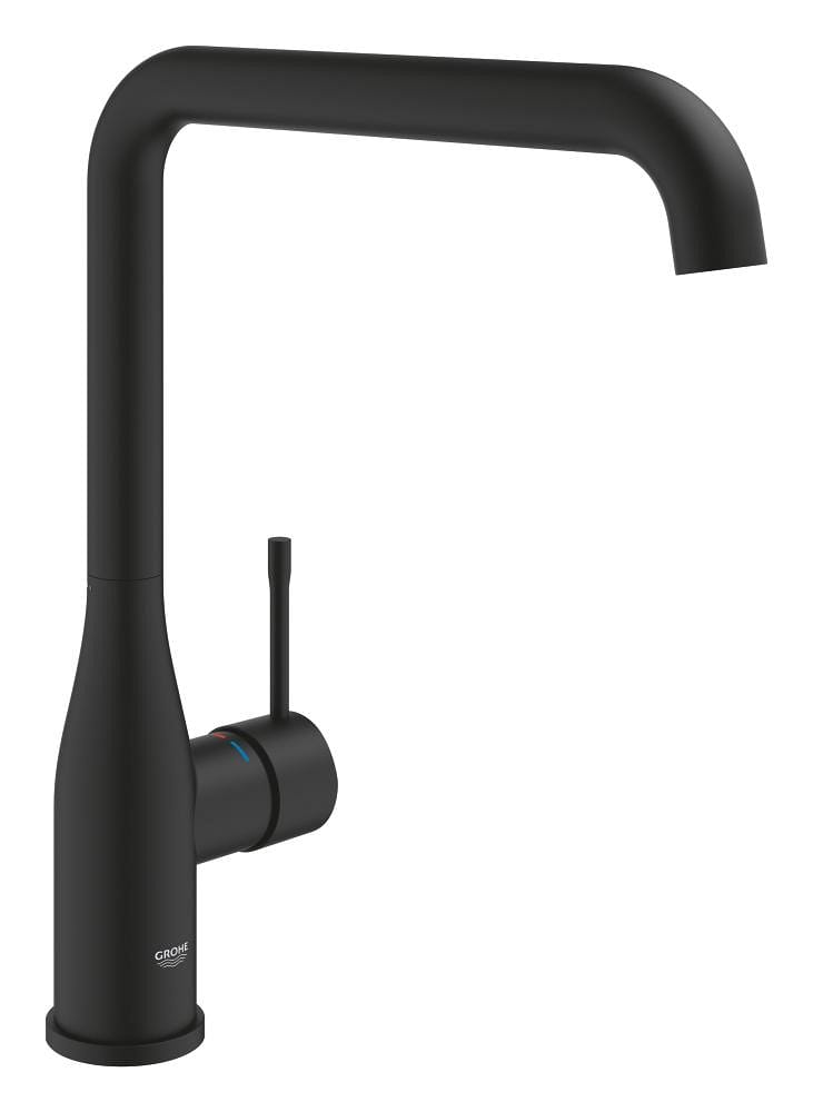 Mitigeur de cuisine GROHE Accent noir avec levier latéral, bec haut et mousseur intégré