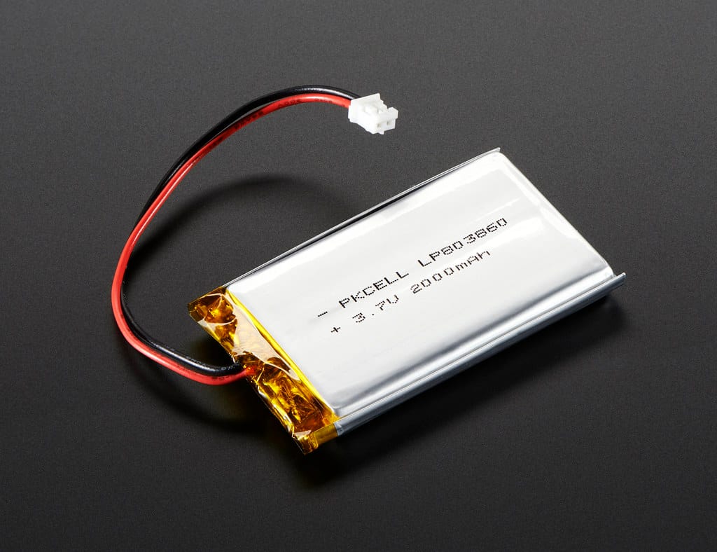 Batterie lithium-ion plate avec fils rouge et noir