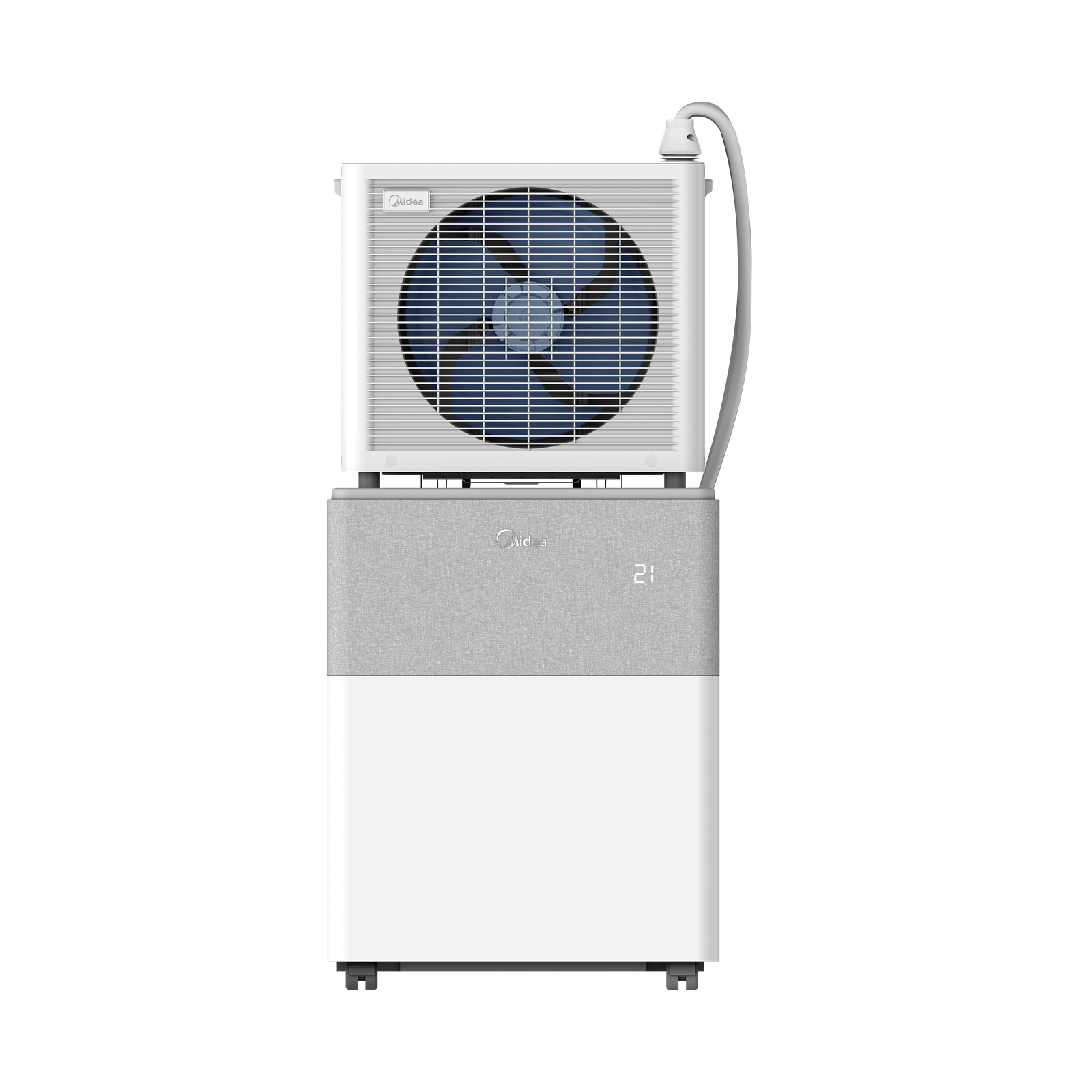 Midea PortaSplit avec son unité intérieure sur roulettes et son échangeur extérieur relié