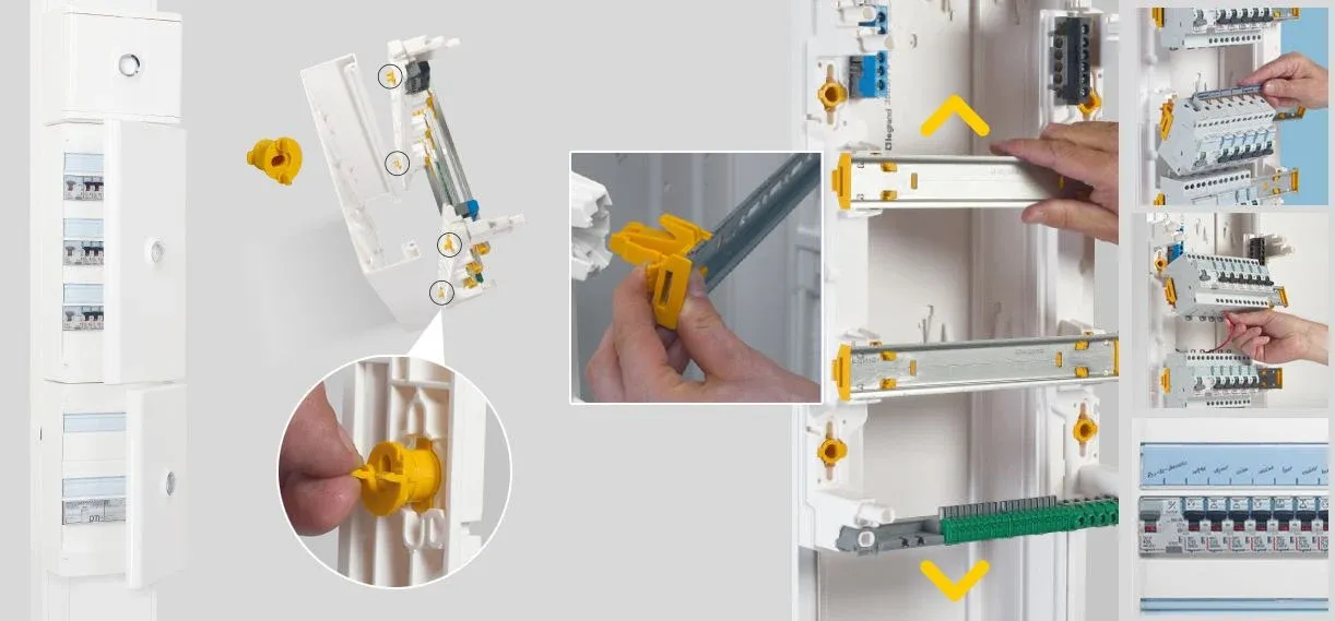 Étapes de montage d'un tableau modulaire Legrand sur sa gaine technique