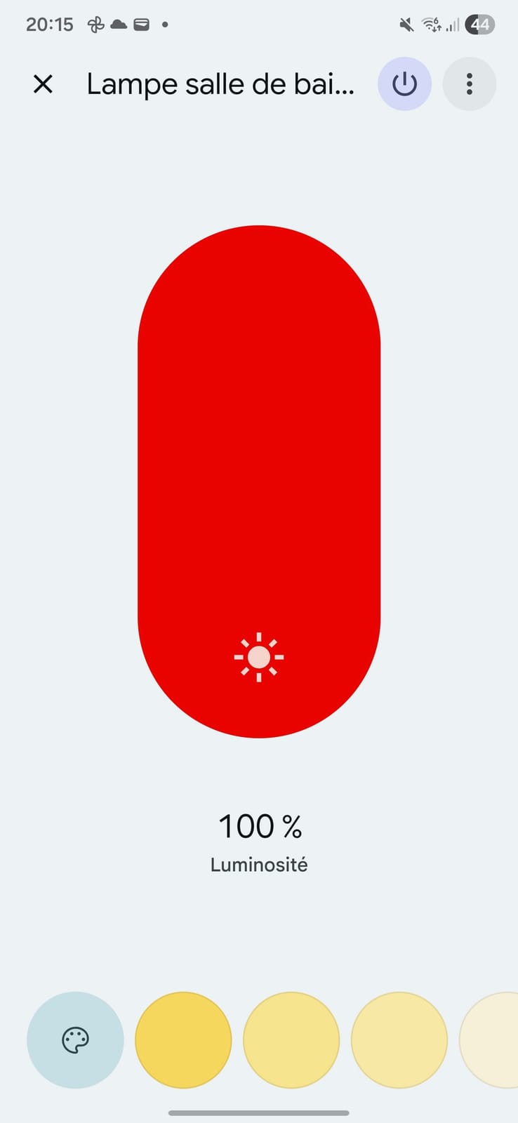 Interface Google Home avec ampoule GU10 connectée