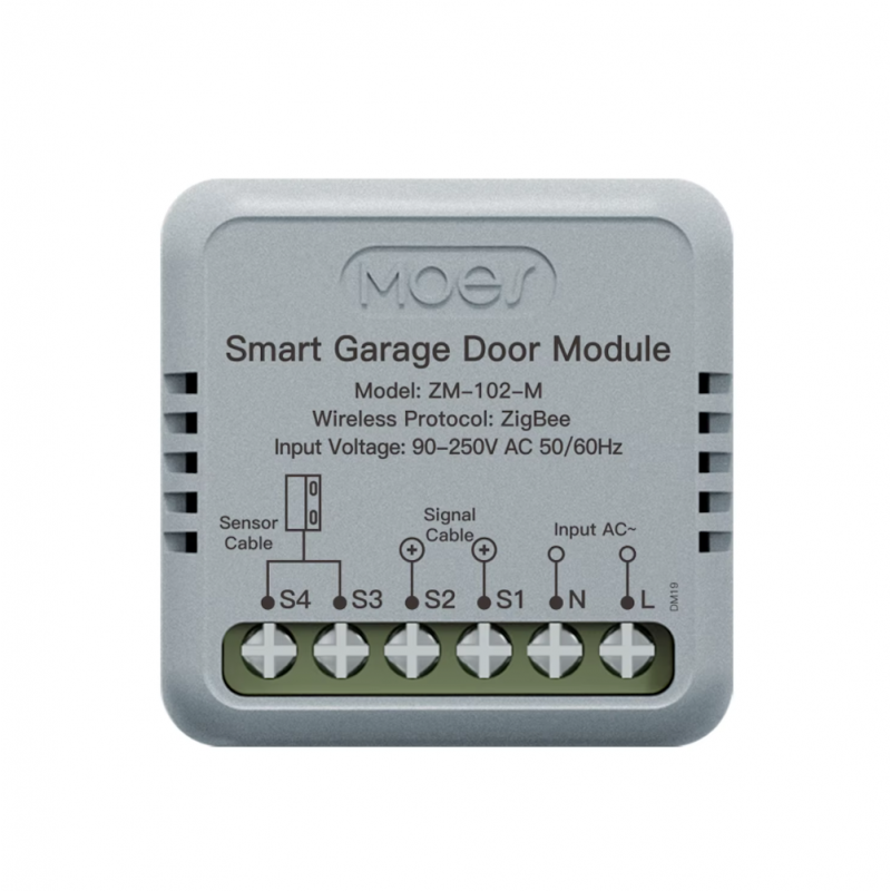 Module Zigbee MOES pour porte de garage avec bornier et entrées de capteur