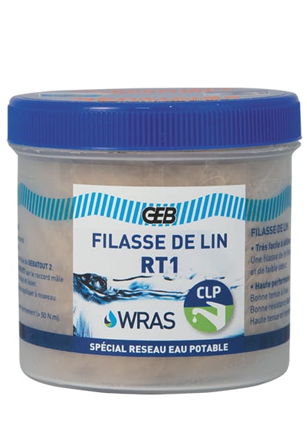 Bobino de filasse de lin RT1 de 80 g de GEB, filasse blanche certifiée pour le contact eau potable