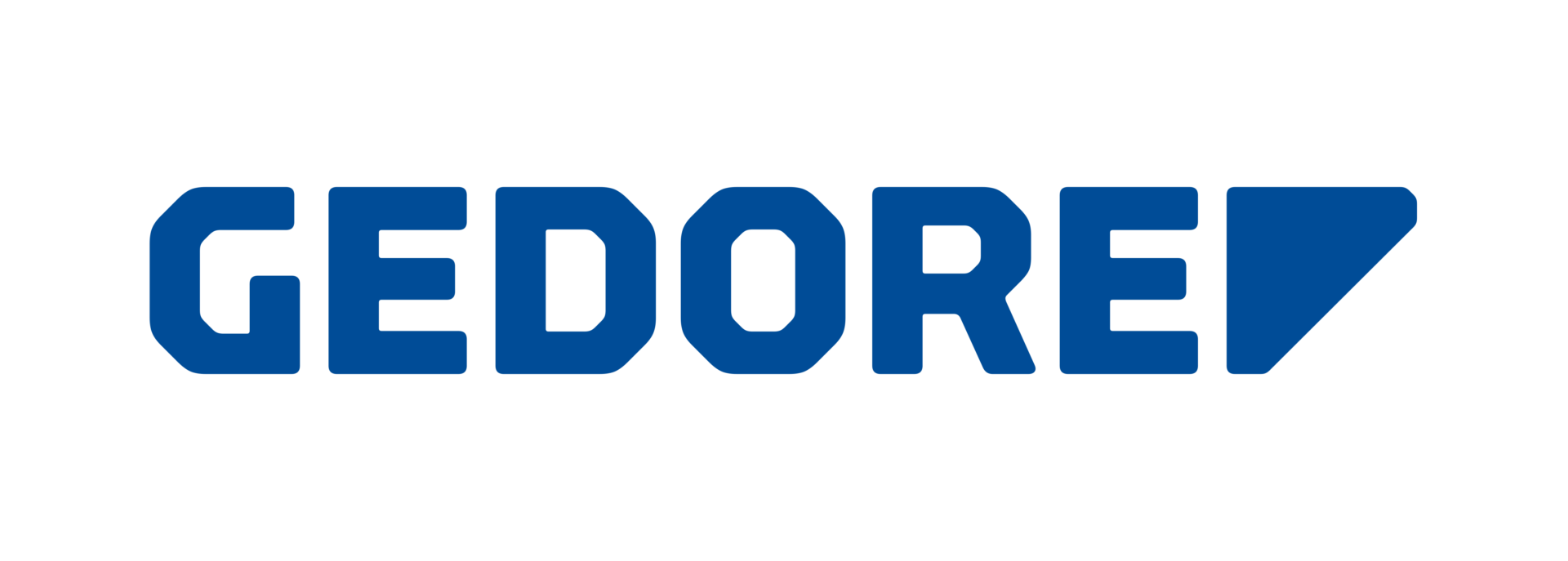 Logo de la marque Gedore écrit en lettres bleues capitales avec un symbole géométrique bleu à droite.