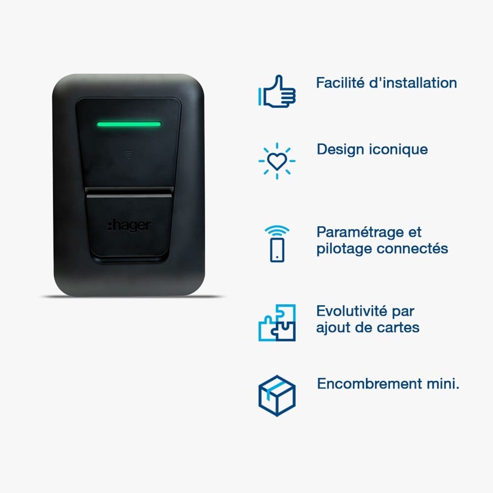 Borne Hager witty one murale avec véhicule en charge