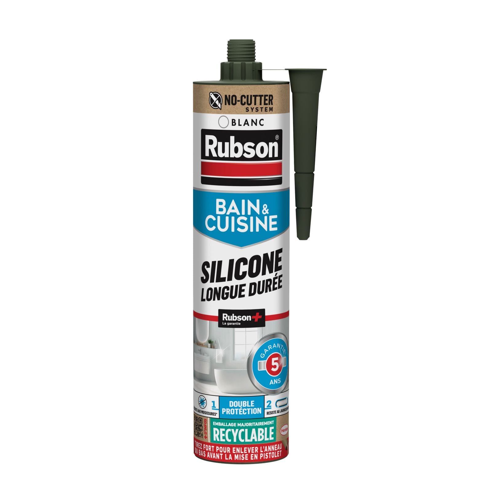 Cartouche de mastic silicone blanc Rubson de 280 millilitres