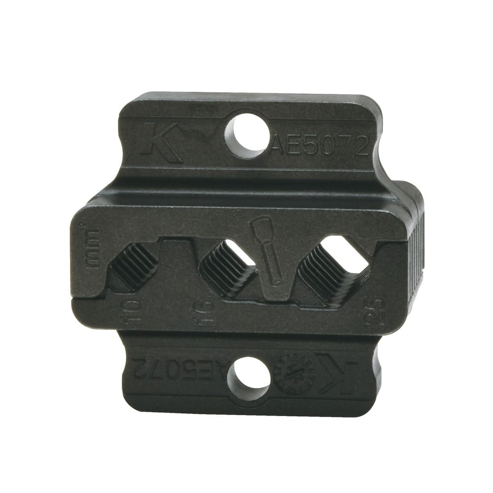 Matrice de sertissage Klauke AE5072 avec trois empreintes gravées 10, 16 et 25 mm²