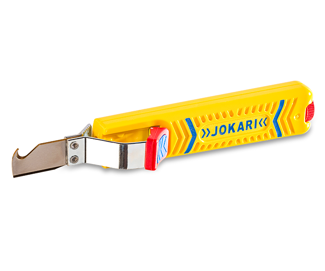Couteau à câble Jokari No. 28H SECURA, poignée pistolet jaune selon la fiche officielle