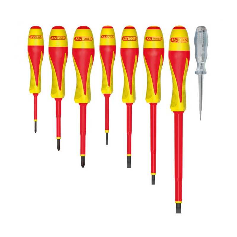 Jeu de 8 tournevis bi-matière isolés 1000 V de KS Tools