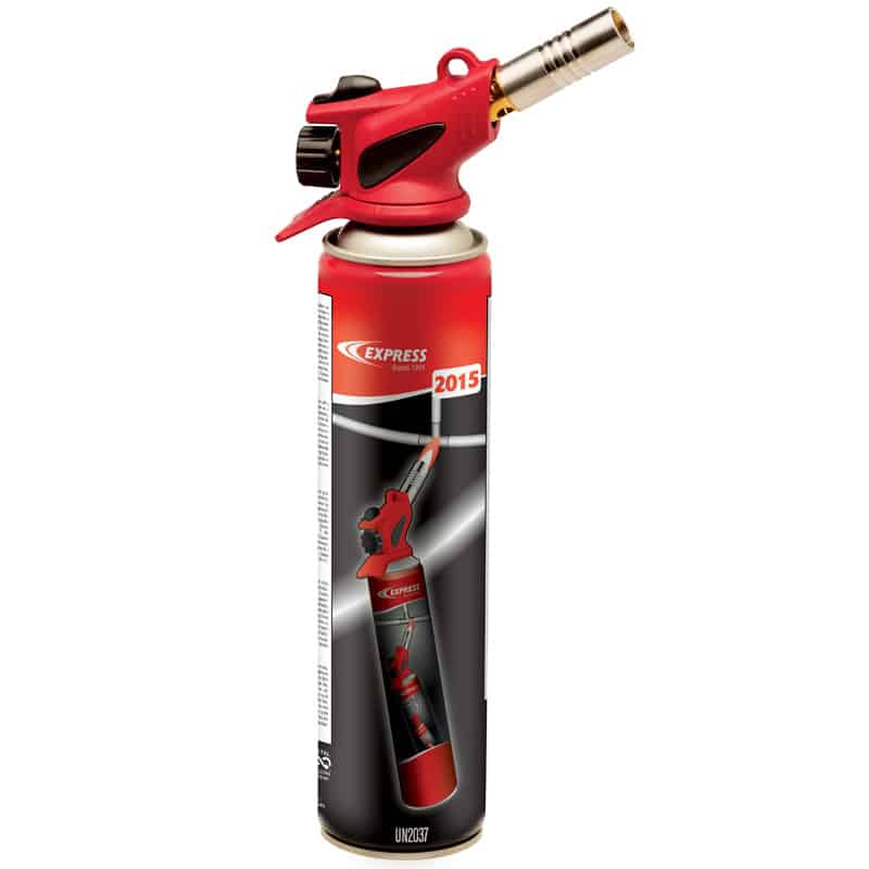 Lampe à souder Piezo Express 351, poignée rouge avec lance droite et tête de flamme orientée