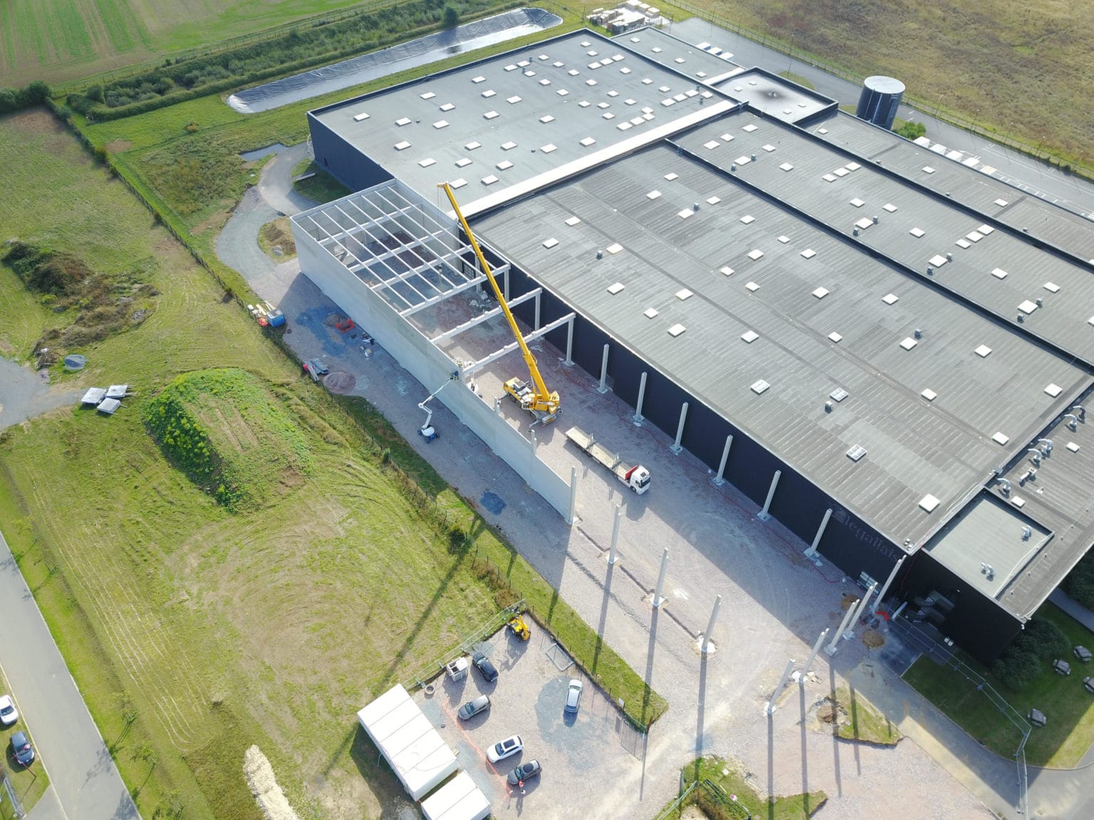 Vue drone de l'extension de la plateforme logistique Legallais à Saint-André-sur-Orne