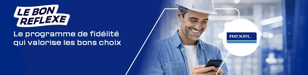 Bannière Rexel illustrant la logistique de matériel électrique
