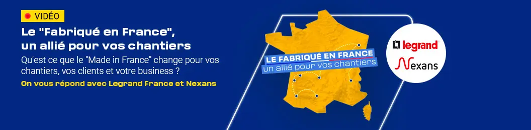 Bannière Rexel présentant du matériel électrique de marques professionnelles