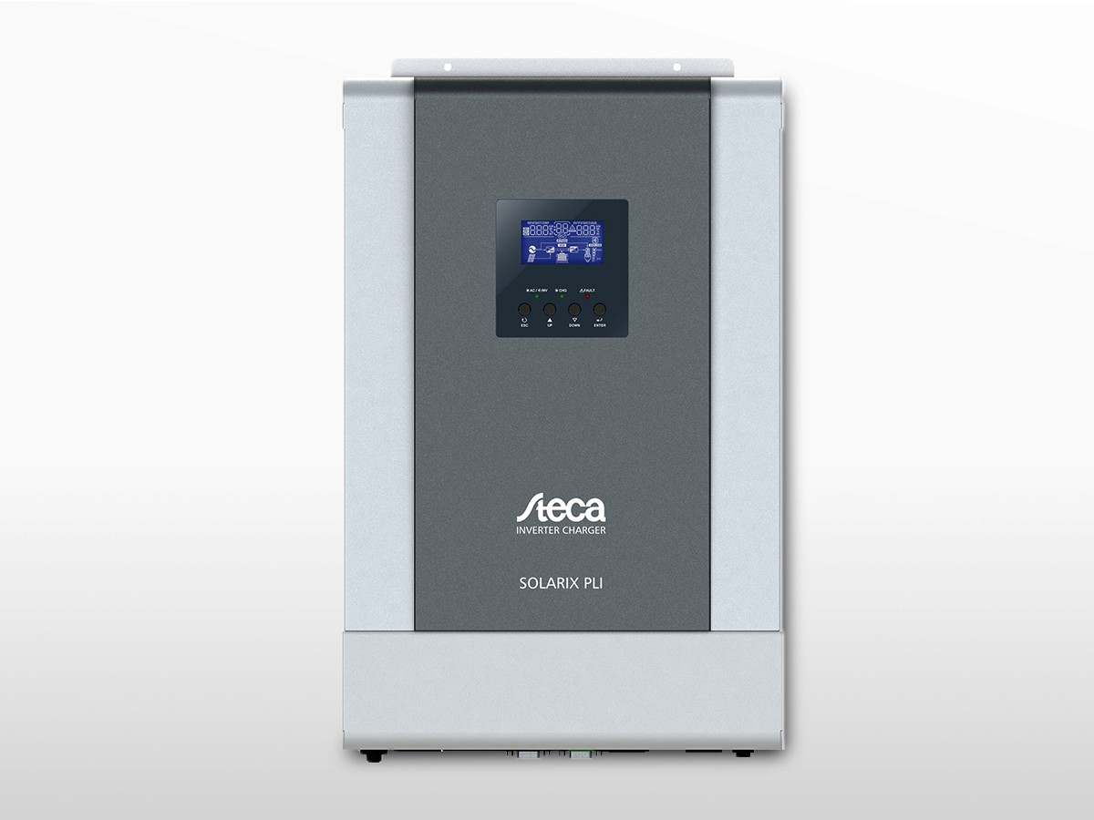 Onduleur-chargeur Steca Solarix PLI gris avec écran LCD et panneau de contrôle