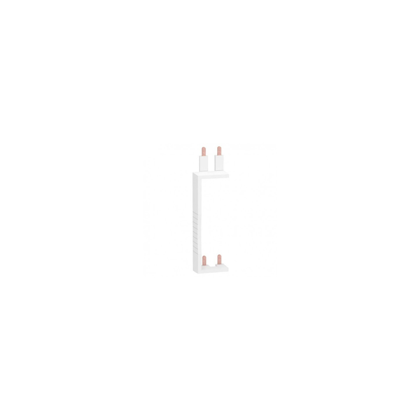 Peigne vertical Schneider Resi9 R9PXV avec ses dents de raccordement et son corps isolant blanc