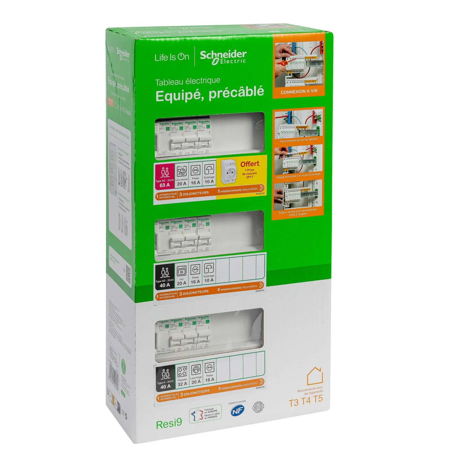 Tableau pré-équipé Schneider de 3 rangées et 39 modules vendu chez Castorama