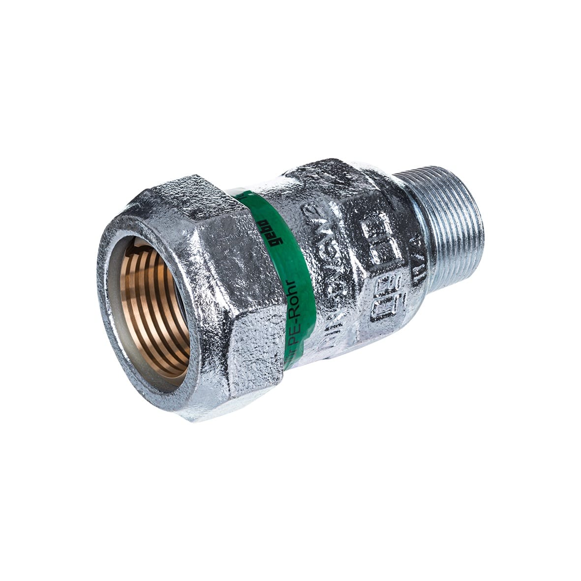 Raccord à compression GEBO prévu pour le tube PE, avec son écrou et sa bague