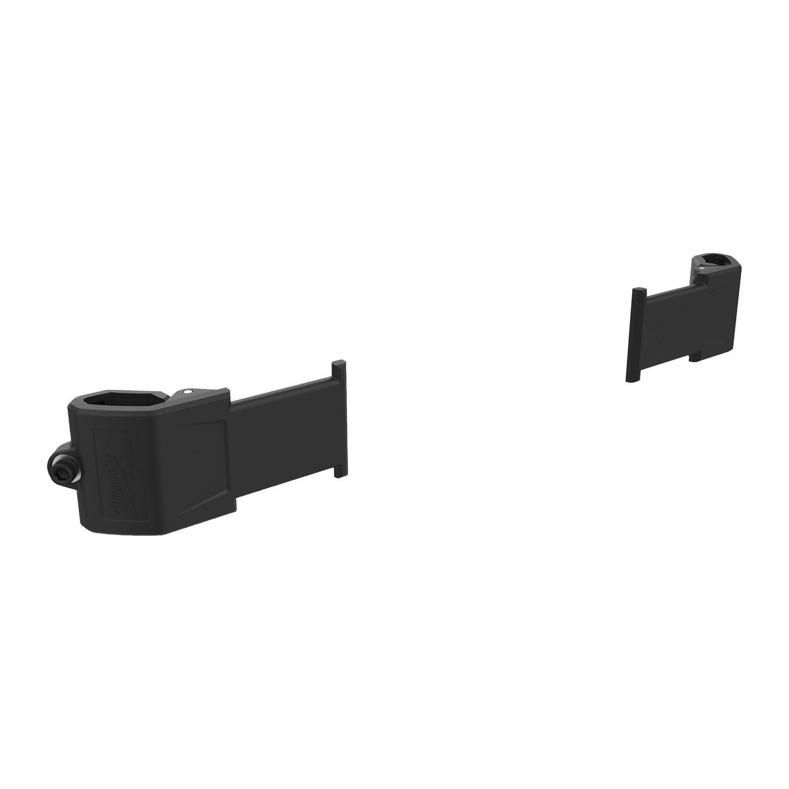 Adaptateur d’accessoires PACKOUT Milwaukee avec son corps noir et ses rails de fixation