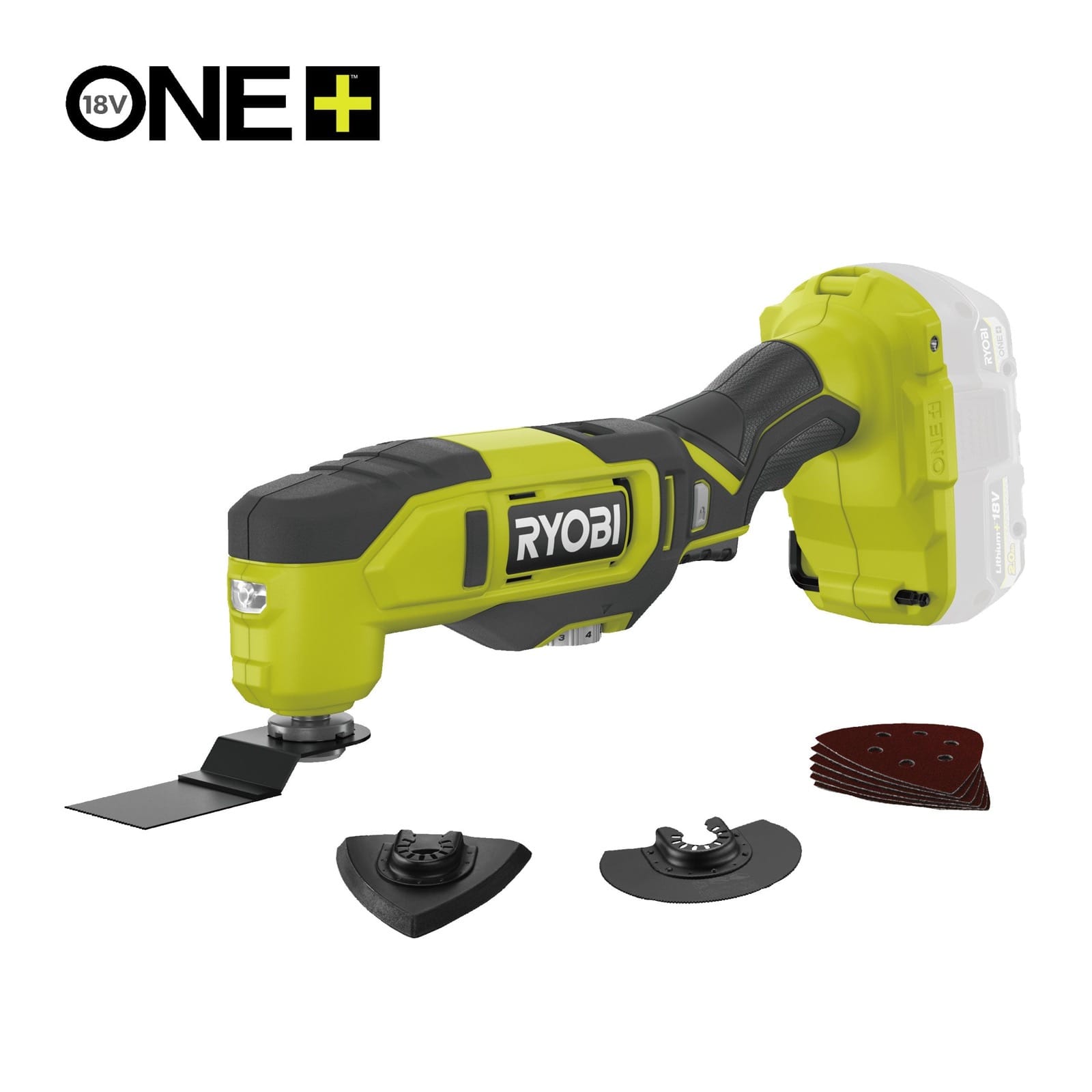 Outil multifonction Ryobi ONE+ 18 V vert, vendu sans batterie ni chargeur