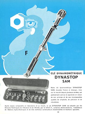 Extrait de tarif professionnel SAM de 1959 présentant la clé DYNASTOP