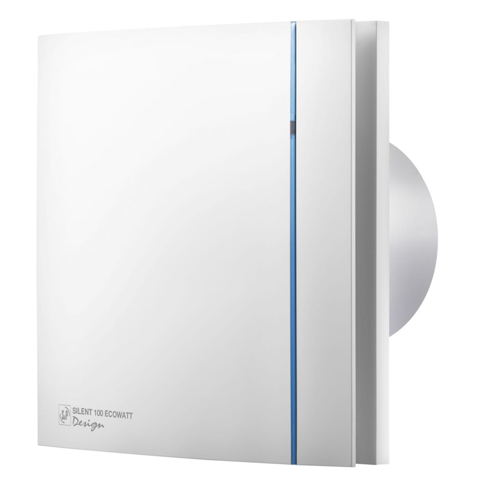 Silent 100 Design Ecowatt de Soler Palau vu de trois quarts avec son raccord arrière