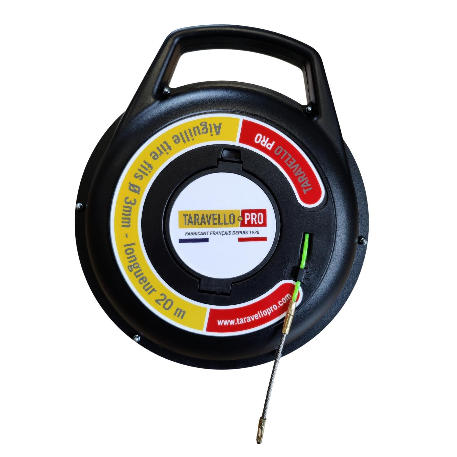 Bobine noire de l’aiguille tire-fils Taravello Pro avec son étiquette de 20 m