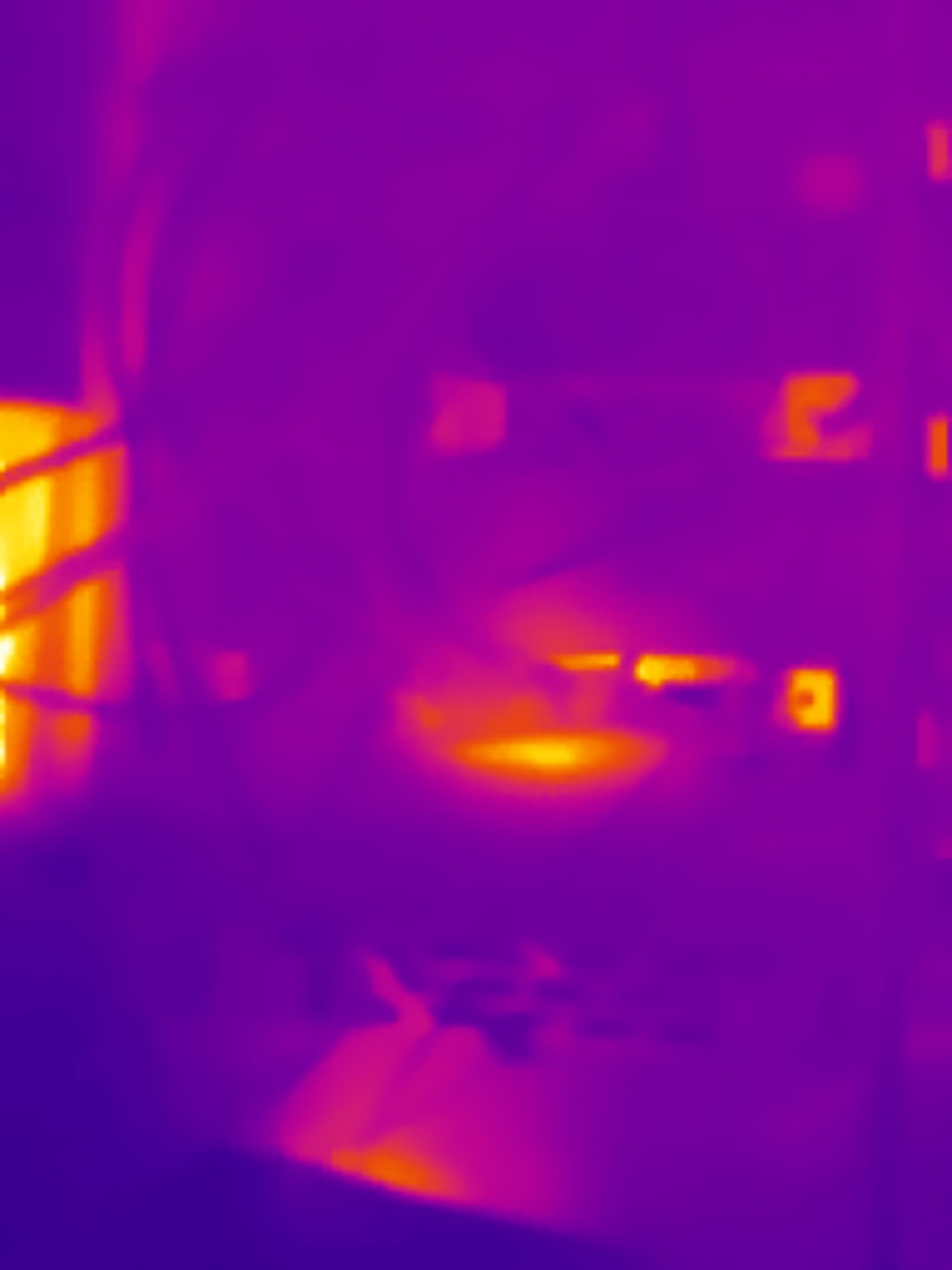Thermische Ansicht einer realen Szene während eines Einsatzes mit mehreren sichtbaren Temperaturbereichen