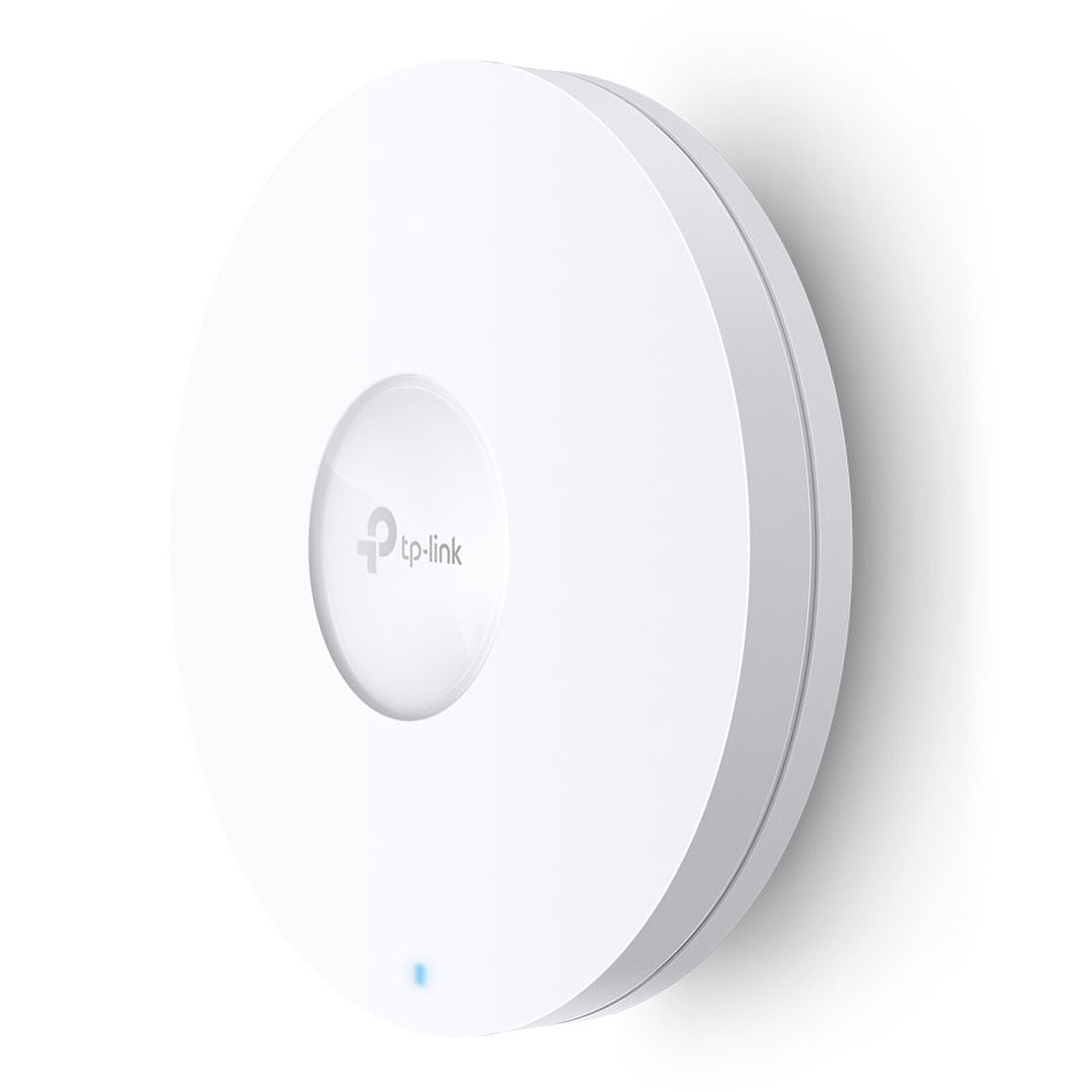Point d’accès Wi-Fi blanc circulaire TP-Link EAP660 HD, logo au centre, photographié sur fond neutre