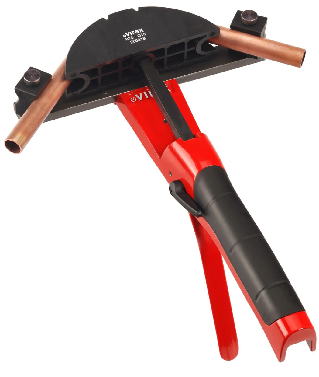 Cintreuse arbalète Virax avec ses formes de cintrage pour tube cuivre