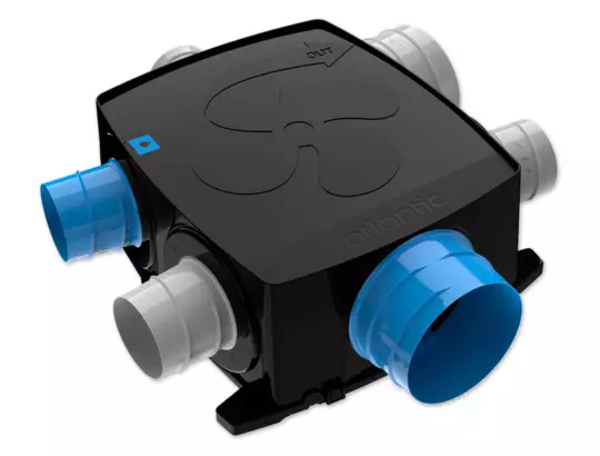 Caisson Atlantic Autocosy iH Flex noir avec cinq piquages gris et bleus