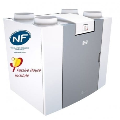 Centrale de ventilation Brink Flair 325 vue de face avec quatre piquages
