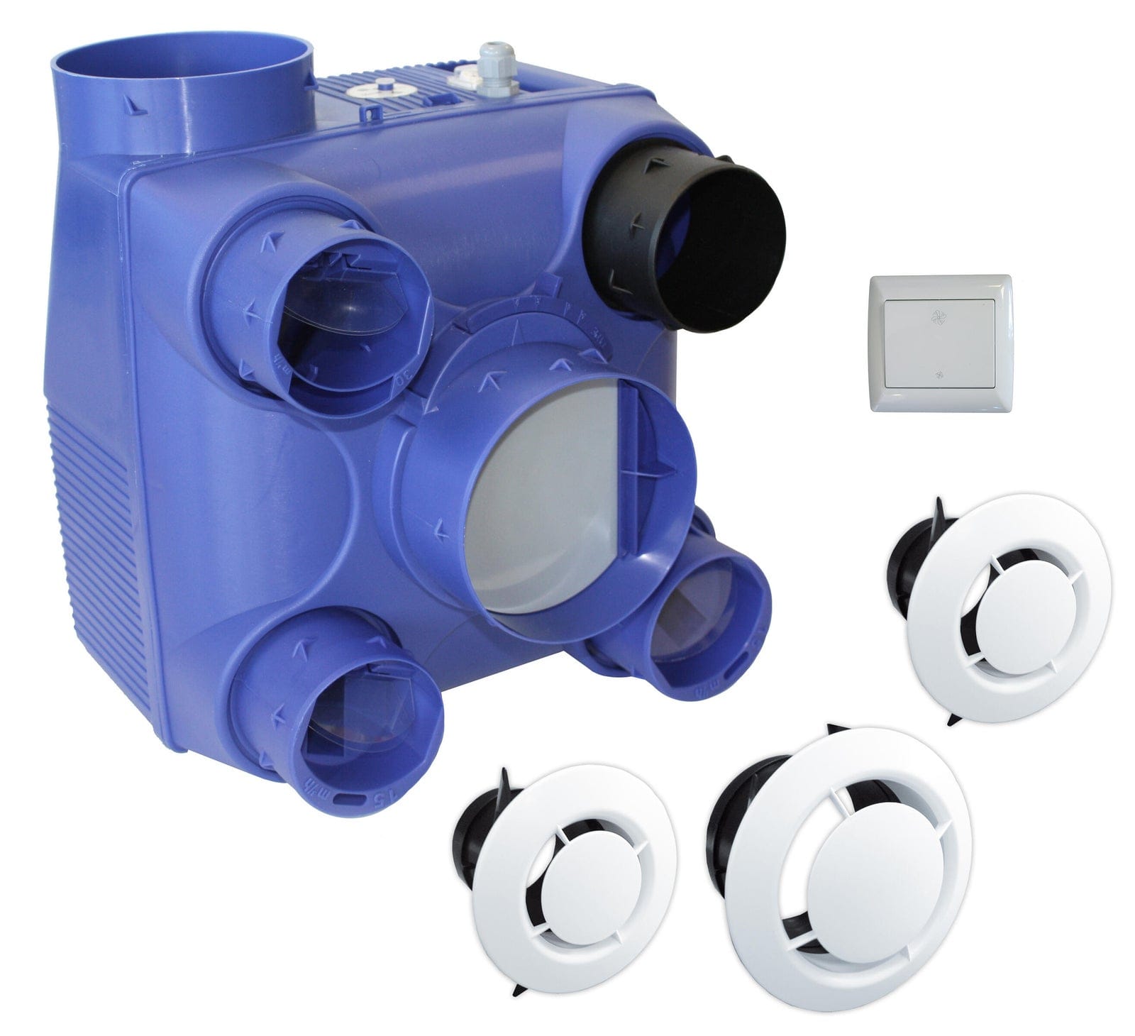 Kit Equation DHU avec caisson bleu, trois bouches et un commutateur